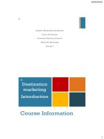 Bài giảng Destination marketing introduction