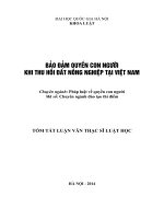 TÓM TẮT LUẬN VĂN THẠC SĨ BẢO ĐẢM QUYỀN CON NGƯỜI KHI THU HỒI ĐẤT NÔNG NGHIỆP TẠI VIỆT NAM