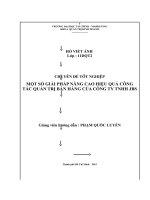một số giải pháp nâng cao hiệu quả công tác quản trị bán hàng của công ty tnhh jbs