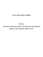 SKKN Giúp HS rèn luyện kỹ năng giải phương trình và bất phương trình vô tỉ