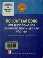 Bộ luật lao động của nước Cộng hòa Xã hội chủ nghĩa Việt Nam năm 1994 - Sửa đổi, bổ sung các năm 2002, 2006, 2007