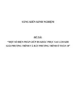SKKN Một số biện pháp giúp HS khắc phục sai lầm khi giải phương trình và bất phương trình ở Toán 10
