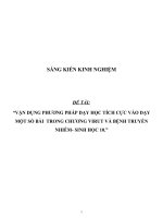 SKKN môn Sinh học THPT_ Vận dung PPDH tích cực vào dạy các bài trong chương virut và bênh truyền nhiểm