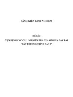 SKKN Vận dụng các câu hỏi kiểm tra của Gpolya dạy bài Bất phương trình bậc 2