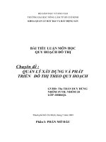 quản lý xây dựng và phát triển đô thị theo quy hoạch