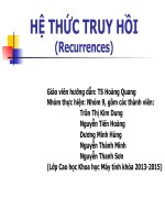 Tiểu luận Phân tích và thiết kế thuật toán HỆ THỨC TRUY HỒI Recurrences