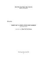 Bài giảng THIẾT KẾ VÀ PHÂN TÍCH THÍ NGHIỆM