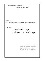 Tiểu luận môn phương pháp nghiên cứu khoa học NGUỒN DỮ LIỆU VÀ THU THẬP DỮ LIỆU