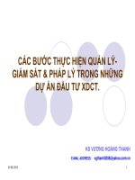 CÁC BƢỚC THỰC HIỆN QUẢN LÝ- GIÁM SÁT và PHÁP LÝ TRONG NHỮNG DỰ ÁN ĐẦU Tư XDCT.