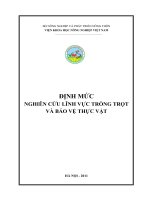 ĐỊNH MỨC NGHIÊN CỨU LĨNH VỰC TRỒNG TRỌT VÀ BẢO VỆ THỰC VẬT