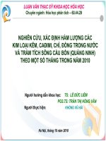 NGHIÊN CỨU, XÁC ĐỊNH HÀM LƢỢNG CÁC KIM LOẠI KẼM, CAĐIMI, CHÌ, ĐỒNG TRONG NƢỚC VÀ TRẦM TÍCH SÔNG CẦU BỐN (QUẢNG NINH) THEO MỘT SỐ THÁNG TRONG NĂM 2010