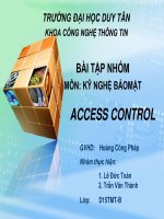BÀI TẬP NHÓM MÔN  KỸ NGHỆ BẢOMẬT ACCESS CONTROL