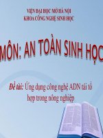 Ứng dụng công nghệ ADN tái tổ hợp trong nông nghiệp