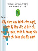 Xây dựng quy trình công nghệ, nguyên lý làm việc và kết cấu của các máy, thiết bị trong dây chuyền chế biến sữa đậu nành