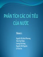 phân tích các chỉ tiêu của nước