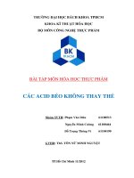 BÀI TẬP MÔN HÓA HỌC THỰC PHẨM CÁC ACID BÉO KHÔNG THAY THẾ