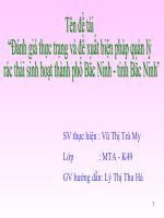 tên đề tài đánh giá thực trạng và đề xuất biện pháp quản lý rác thải sinh hoạt thành phố bắc ninh -tỉnh bắc ninh
