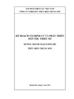 KẾ HOẠCH TÁI ĐỊNH CƯ VÀ PHÁT TRIỂN DÂN TỘC THIỂU SỐ ĐƯỜNG TRÁNH NGẬP LÒNG HỒ THỦY ĐIỆN TRUNG SƠN