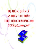 HỆ THỐNG QUẢN LÝ AN TOÀN THỰC PHẨM THEO TIÊU CHUẨN ISO 22000 TCVN ISO 22000 -2007