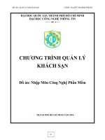 CHƯƠNG TRÌNH QUẢN LÝ KHÁCH SẠN Đồ án Nhập Môn Công Nghệ Phần Mềm