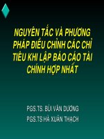 nguyên tắc và phương pháp điều chỉnh các chi tiêu khi lập  báo cáo tài chính hợp nhất