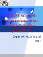 Tác động tràn của FDI đến khu vực kinh tế trong nước Giải thích và nêu rõ thực trạng ở Việt Namgiai đoạn 2005-2011