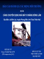 DỰ ÁN CẢNG CHUYÊN DỤNG NHÀ MÁY XI MĂNG ĐỒNG LÂM Địa điểm xã Điền Lộc, huyện Phong Điền, tỉnh Thừa Thiên Huế