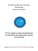 Nghiên cứu điều chế chất hấp phụ từ chất thải bỏ công nghiệp nhằm mụcđích xử lý nước thải