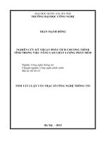 TÓM TẮT LUẬN VĂN Nghiên cứu kỹ thuật phân tích chương trình tĩnh trong việc nâng cao chất lượng phần mềm