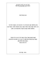 TÓM TẮT LUẬN VĂN THẠC SĨ     TUYỂN CHỌN, XÂY DỰNG VÀ SỬ DỤNG HỆ THỐNG BÀI TẬP THỰC TIỄN TRONG DẠY HỌC PHẦN HOÁ HỌC HỮU CƠ LỚP 12 Ở TRƯỜNG TRUNG HỌC PHỔ THÔNG