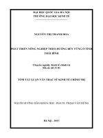 TÓM TẮT LUẬN VĂN THẠC SĨ PHÁT TRIỂN NÔNG NGHIỆP THEO HƯỚNG BỀN VỮNG Ở TỈNH THÁI BÌNH