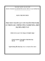 TÓM TẮT LUẬN VĂN PHÁT HUY NGUỒN LỰC CON NGƯỜI TỈNH NGHỆ AN TRONG QUÁ TRÌNH CÔNG NGHIỆP HÓA, HIỆN ĐẠI HÓA HIỆN NAY