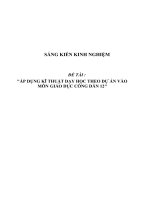 SKKN Áp dụng kĩ thuật dạy học theo dự án vào môn Giáo dục công dân 12