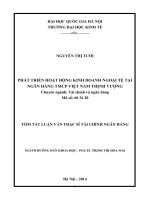 TÓM TẮT LUẬN VĂN THẠC SĨ PHÁT TRIỂN HOẠT ĐỘNG KINH DOANH NGOẠI TỆ TẠI NGÂN HÀNG TMCP VIỆT NAM THỊNH VƯỢNG