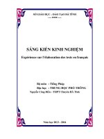 Sáng kiến kinh nghiệm cấp Ngành năm học 2013-2014 môn Tiếng Pháp