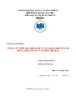 TRÀO LƯU TRIẾT HỌC KHOA HỌC VÀ SỰ ẢNH HƯỞNG CỦA NÓ ĐẾN XÃ HỘI PHƯƠNG TÂY THỜI HIỆN ĐẠI