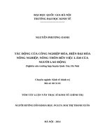 TÓM TẮT LUẬN VĂN TÁC ĐỘNG CỦA CÔNG NGHIỆP HÓA, HIỆN ĐẠI HÓA NÔNG NGHIỆP NÔNG THÔN ĐẾN VIỆC LÀM CỦA NGƯỜI LAO ĐỘNG
