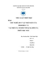 CHỦ NGHĨA DUY VẬT NHÂN BẢN CỦA PHOIƠBẮC VÀ VAI TRÒ CỦA NÓ ĐỐI VỚI SỰ RA ĐỜI CỦA TRIẾT HỌC MÁC