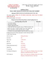 thông báo thay đổi nội dung đăng ký doanh nghiệp