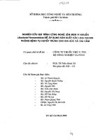 Nghiên cứu qui trình công nghệ lên mem vi khuẩn (Bacterial Fermentation) để áp dụng sản xuất các loại vacxin phòng bệnh tụ huyết trùng cho gia súc và gia cầm