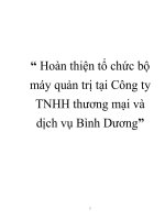Hoàn thiện tổ chức bộ máy quản trị tại Công ty TNHH thương mại và dịch vụ Bình Dương