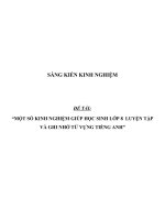 SKKN Một số kinh nghiệm giúp học sinh lớp 8 luyện tập và ghi nhớ từ vựng Tiếng Anh