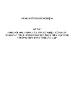 SKKN Đổi mới hoạt động của tổ chủ nhiệm góp phần nâng cao chất lượng giáo dục toàn diện học sinh trường THPT DTNT tỉnh Lào Cai