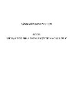 SKKN Để dạy tốt phân môn luyện từ và câu lớp 4