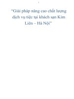 Giải pháp nâng cao chất lượng dịch vụ tiệc tại khách sạn Kim Liên – Hà Nội