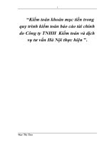 Kiểm toán khoản mục tiền trong quy trình kiểm toán báo cáo tài chính do Công ty TNHH  Kiểm toán và dịch vụ tư vấn Hà Nội thực hiện