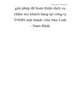giải pháp để hoàn thiện dịch vụ chăm sóc khách hàng tại công ty TNHH một thành viên Mai Linh – Nam Định