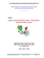 RÈN LUYỆN KỸ NĂNG NGHE – NÓI TRONG BỘ MÔN TIẾNG ANH 6