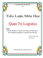 Tiểu luận môn học Quản trị Logictics_Thiết Kế Mô Hình Và Công tác Vận Chuyển Cho Một Công Ty Nước Giải khát Trong Phạm Vi Lãnh Thổ Nước Việt Nam