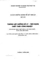 Thành lập xưởng xử lý - tận dụng chất thải công nghiệp - Tận dụng nhựa phế thải và tái sinh nhớt, dung môi phế thải